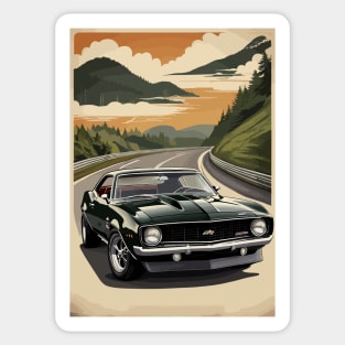 Classic American Camaro Black Muscle Car Sticker